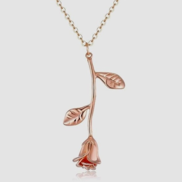 Rose Gold Rose Necklace - Picture 1 of 7